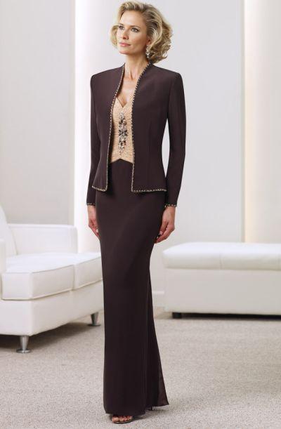 Montage By Mon Cheri - 211902 Two Piece Dress In Cocoa Champagne