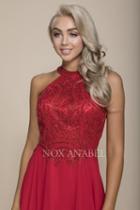 Nox Anabel - J117 Embroidered Halter Chiffon A-line Dress
