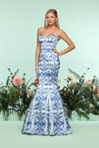 Zoey Grey - 31206 Beaded Sweetheart Print Mermaid Dress