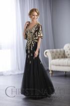 Christina Wu Elegance - 17859 Embroidered Beaded Lace Deep V-neck Gown