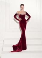 Tarik Ediz - Bejeweled Asymmetrical Gown 92419