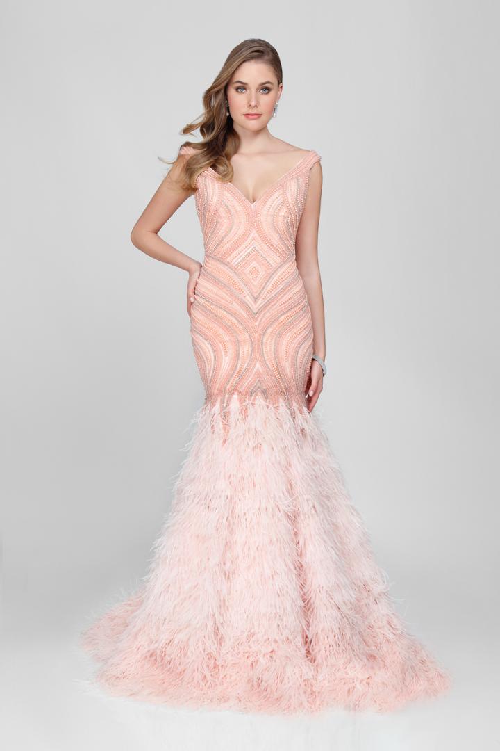 Terani Couture - Charming Beaded V-neck Mermaid Gown 1721gl4461