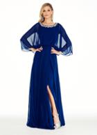 Ashley Lauren - 1273 Embellished Bateau Chiffon A-line Dress
