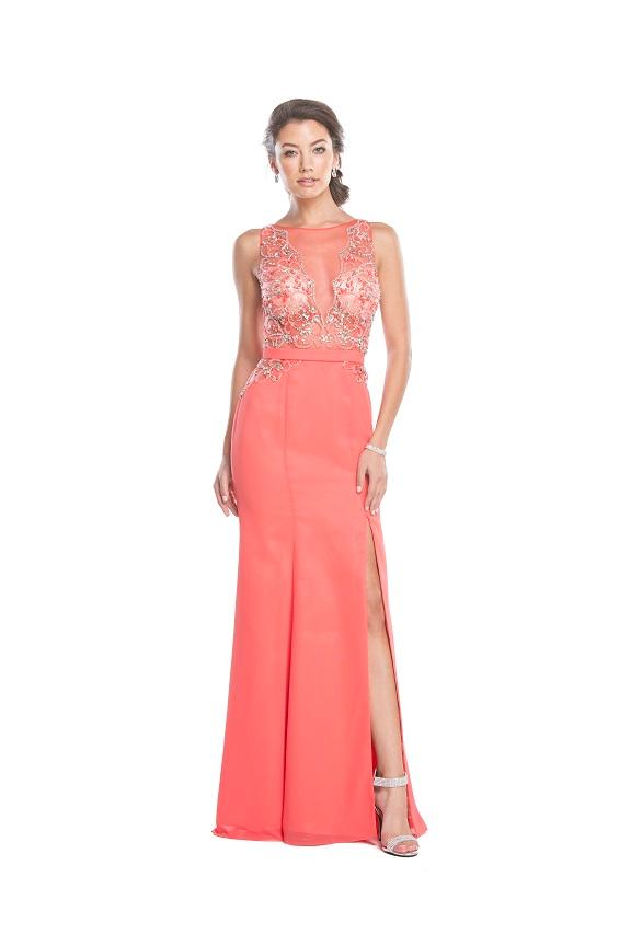Aspeed - L1605 Sheer Embellished Trumpet Evening Dress