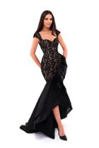 Tarik Ediz - 50252 Lace Fitted High Low Trumpet Dress