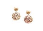 Tresor Collection - Rainbow Moonstone And Pink Tourmaline Sphere Origami Ball Earrings In 18k Yellow Gold