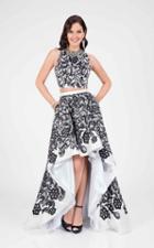 Terani Couture - Two Piece Patterned Hi-lo Prom Gown 1711p2728
