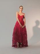 Nicole Bakti - 6781 Illusion Floral Applique Gown