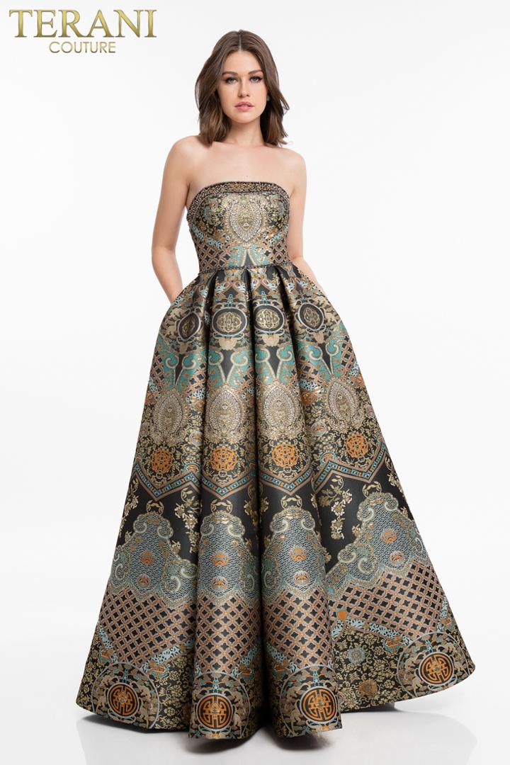 Terani Couture - 1821e7163 Strapless Fitted Pleated Ballgown