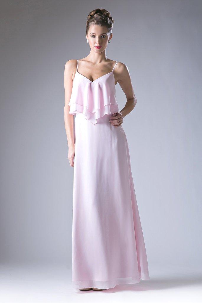 Cinderella Divine - Sleeveless Ruffled Bodice Chiffon A-line Gown