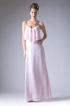 Cinderella Divine - Sleeveless Ruffled Bodice Chiffon A-line Gown