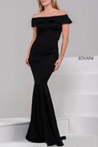 Jovani - Fitted Off The Shoulder Long Sheath Dress 41381