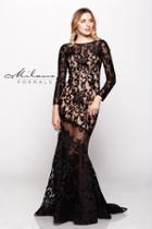 Milano Formals - Fully Embroidered Black Long Sleeve Dress E1883