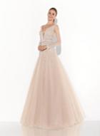 Tarik Ediz - 92792 Long Sleeve Shimmering Evening Gown