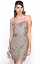 Shail K - Sequined Strapless Sweetheart Column Dress 1036