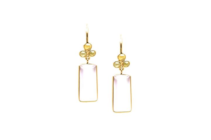 Tresor Collection - 18k Yellow Gold Earring With Rose Quartz And Champagne Diamond Default Title