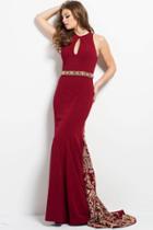 Jovani - 50084 Gilt Embroidered Keyhole Gown