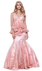 Nox Anabel - Embellished Sleeveless Ruffled Peplum Gown 8311