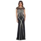 Long Embellished Short Sleeve Dress