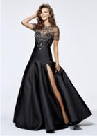 Tarik Ediz - 93172 Embellished Illusion Jewel A-line Dress