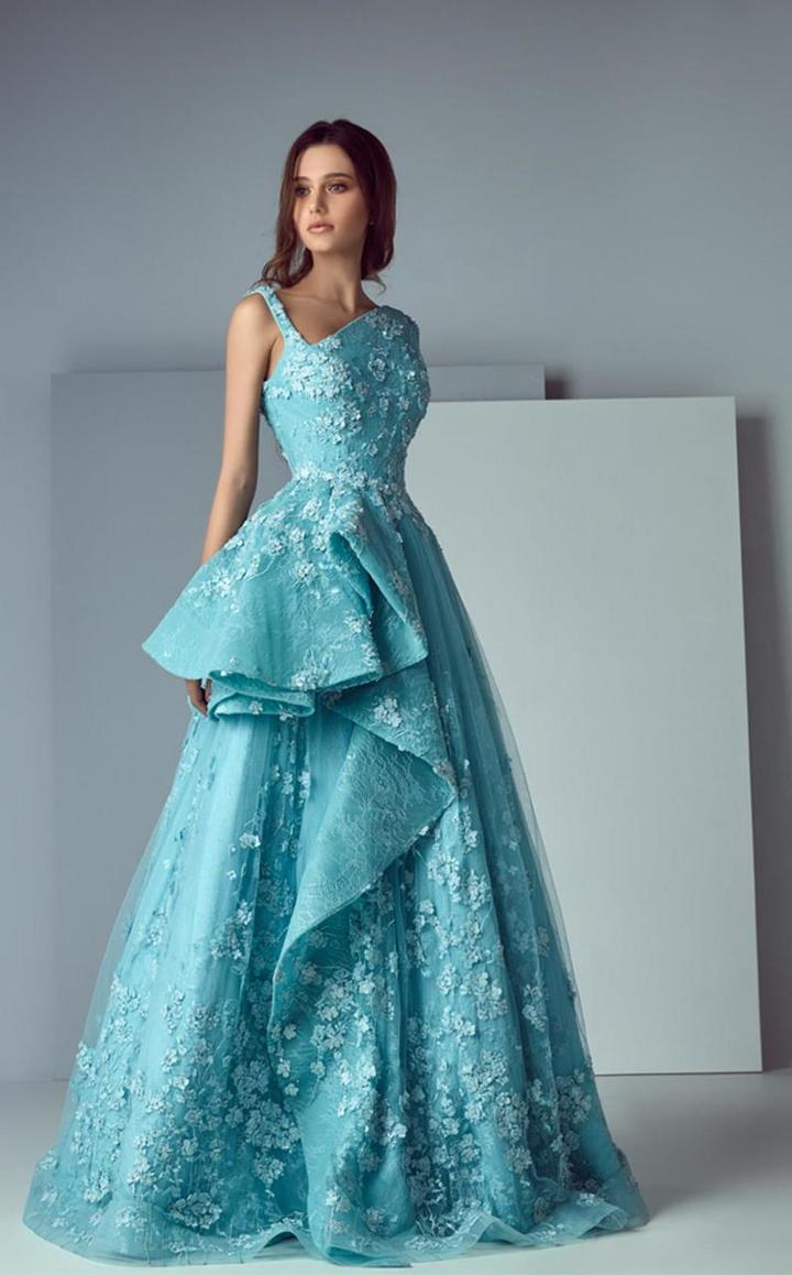 Saiid Kobeisy - 3173 Asymmetrical Ruffled A-line Gown