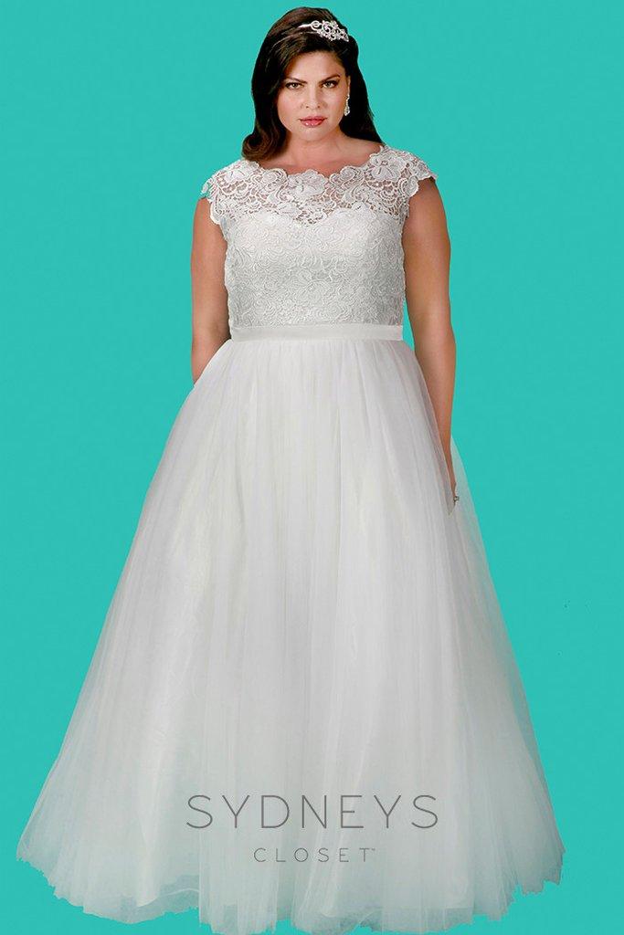 Sydney's Closet - Laced Illusion Bateau Neck Tulle A-line Dress Sc5213