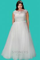 Sydney's Closet - Laced Illusion Bateau Neck Tulle A-line Dress Sc5213
