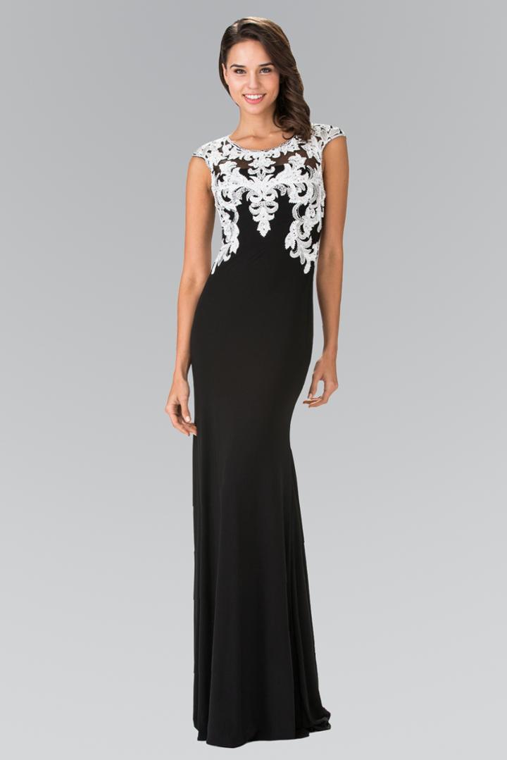 Elizabeth K - Embellished Lace Applique Gown Gl1472