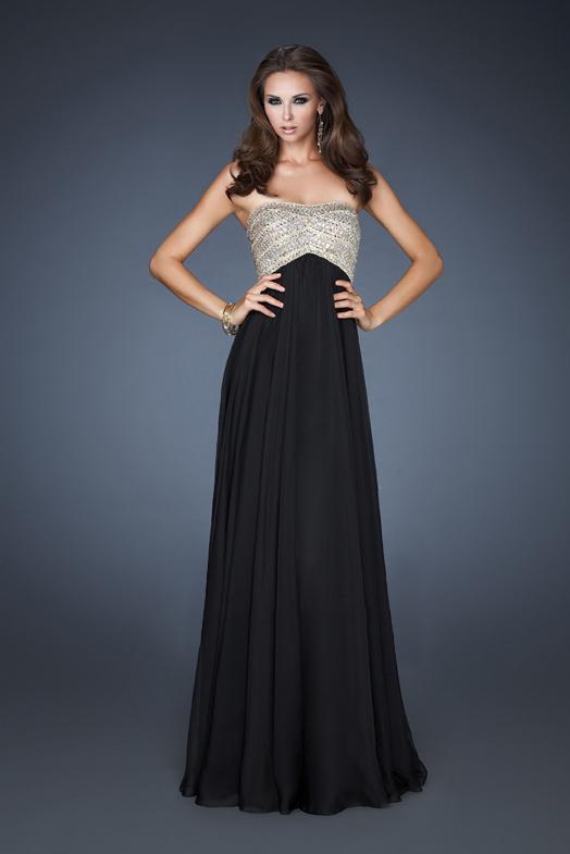 La Femme - 18447 Crystal Bead Studded Strapless Sweetheart Gown