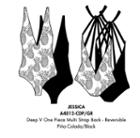 Nicolita Swimwear - New! Deep V Reversible One Piece Swimwear With Multi Strap Back In Pina Colada/black
