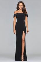 Faviana - S10015 Trendy Off-shoulder Jersey Evening Gown