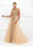 Ivonne D For Mon Cheri - 118d10 Beaded Lace Dress With Tulle Overskirt