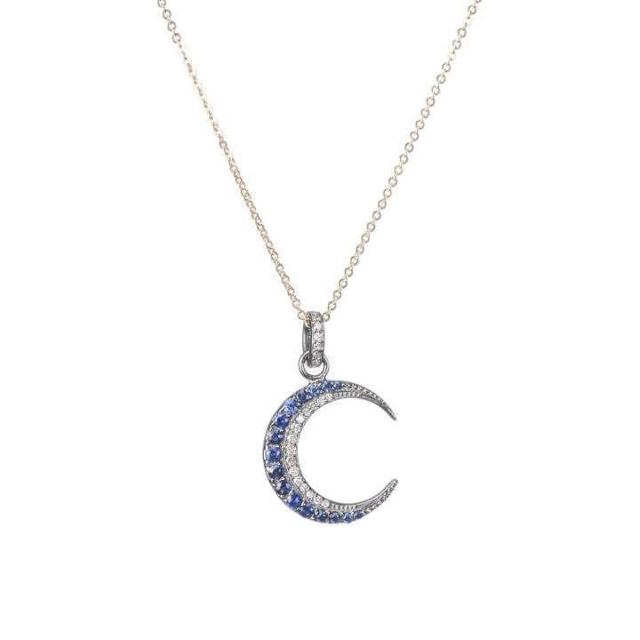 Ashley Schenkein Jewelry - Brooklyn Moon With Sapphire Necklace