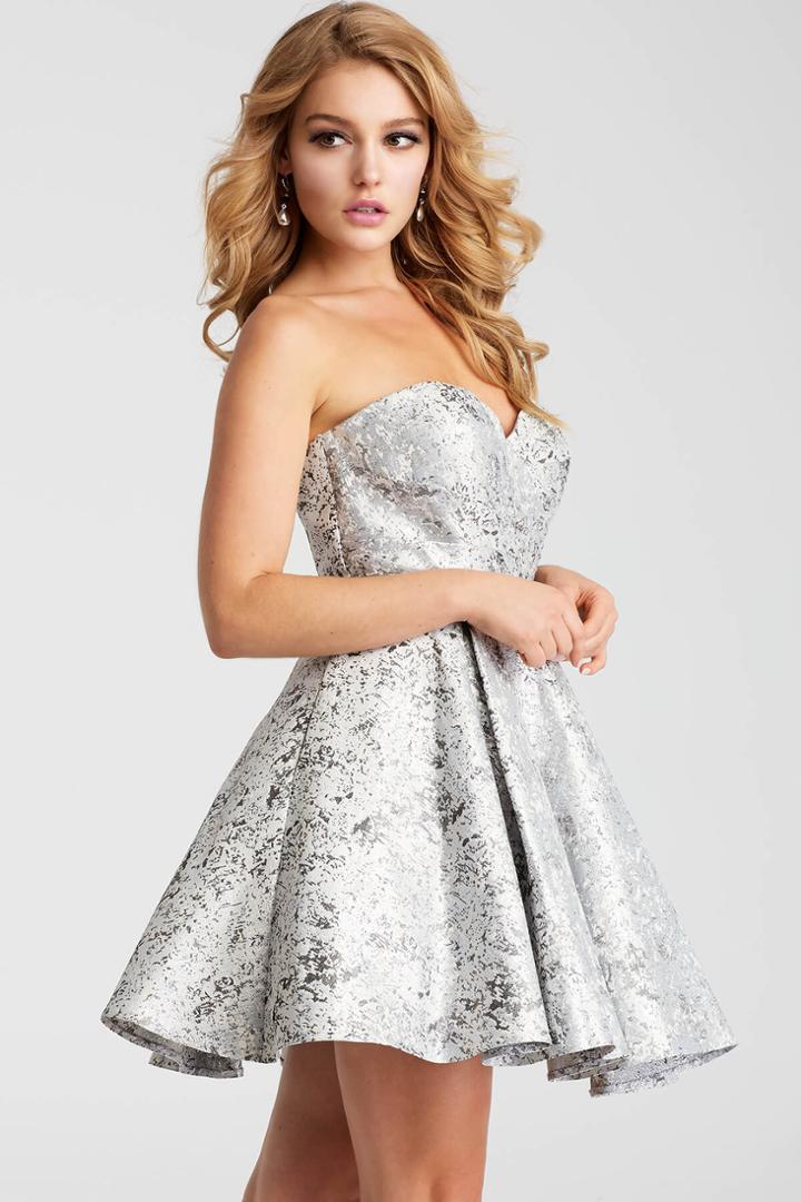 Jovani - Jvn53203 Strapless Metallic Fit And Flare Dress