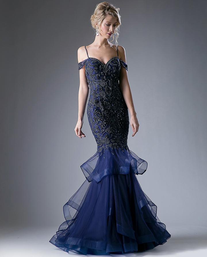 Cinderella Divine - Bead Embellished Ruffled Mermaid Dress