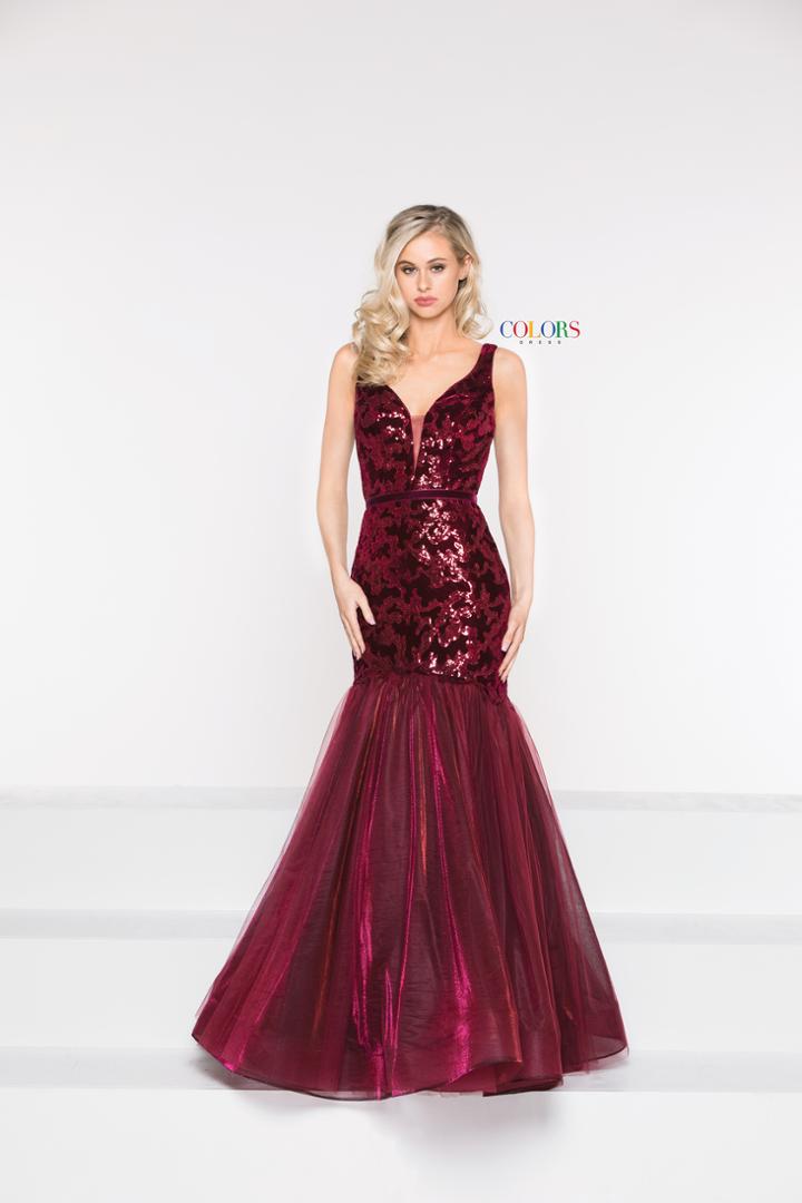 Colors Dress - 2023 Sequined Velvet Deep V-neck Trumpet Dress