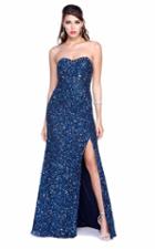 Shail K - Glistening Strapless Evening Gown With Side Slit 3133