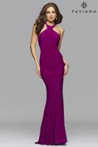 Faviana - 7894 Jersey Halter Evening Dress With Cut-out And Lace Up Back
