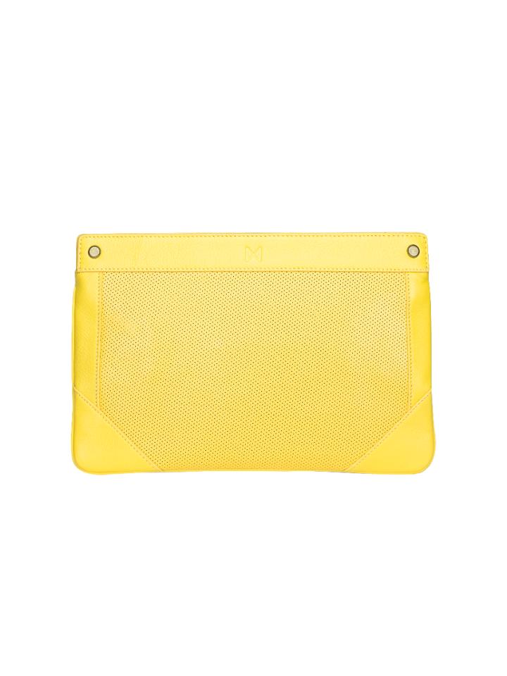 Mofe Handbags - Lacuna Sleek Clutch Yellow/brass / Genuine Leather