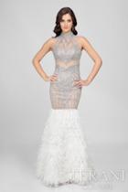 Terani Evening - Embellished Feather Fringed Mermaid Gown 1721gl4452