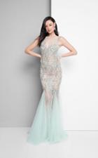 Terani Couture - Crystal Bead Embelished Tulle Godet Prom Dress 1711p2361