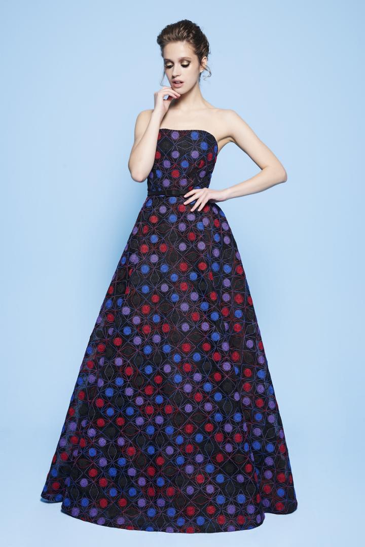 Mnm Couture - N0261 Strapless Multi-colored Embroidered Ballgown