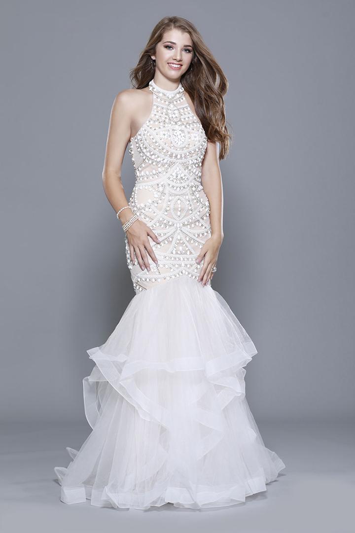Shail K - 33915 Embellished High Halter Mermaid Gown