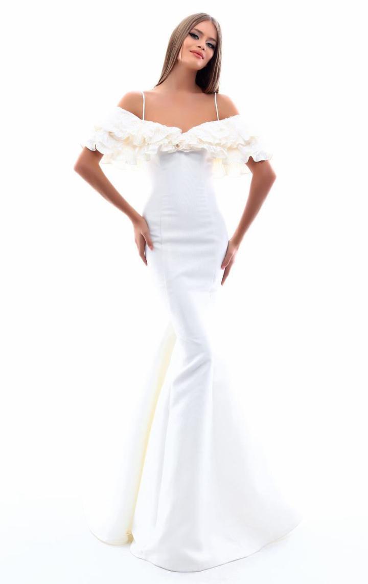 Tarik Ediz - 50339 Ruffled Fitted Off Shoulder Mermaid Gown