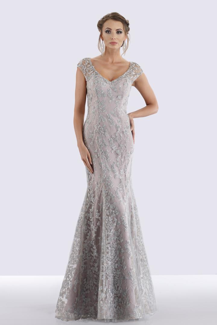 Feriani Couture - 18721 V-neckline Embellished Mermaid Gown