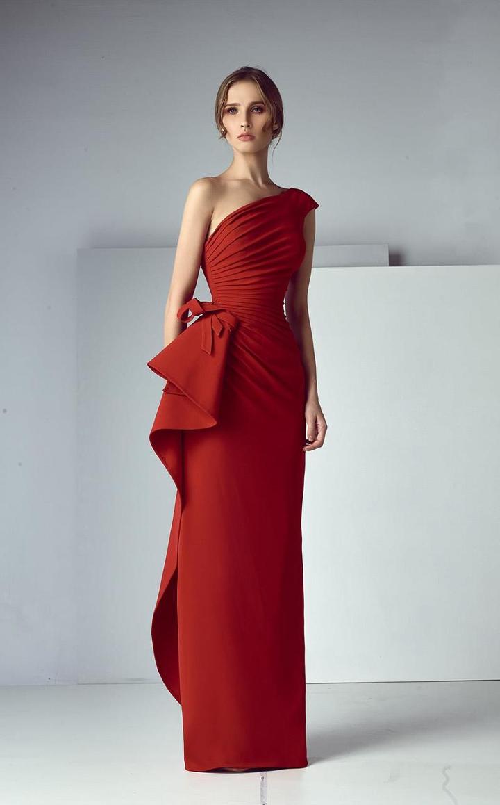 Saiid Kobeisy - 3191 Asymmetrical Ruffled Panel Gown
