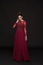Glow By Colors - G762 Bateau Neck Embellished A-line Gown