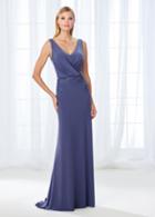 Cameron Blake - 118666 V-neck Draped Overlay Jersey Dress