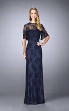 La Femme - 24856 Beaded Lace Gown With Capelet
