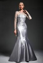 Park 108 - M161 Rosette Embroidered Mikado Trumpet Gown